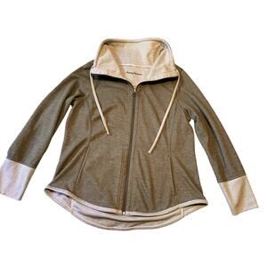 Tommy Bahama Sweatshirt Women Large Green Cream Full Zip Reversible